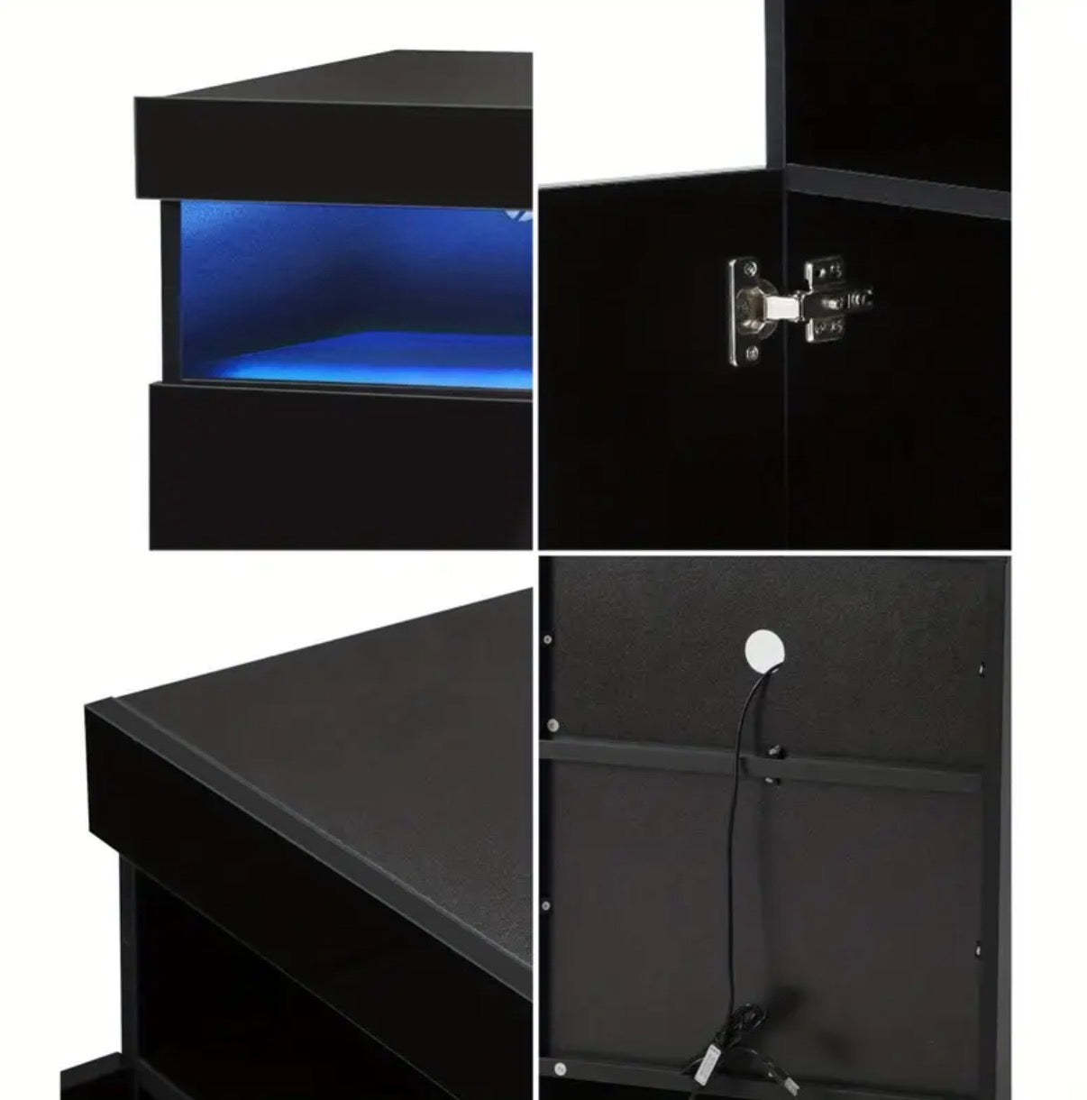 Modern LED nightstand with access lighting powered bedside table