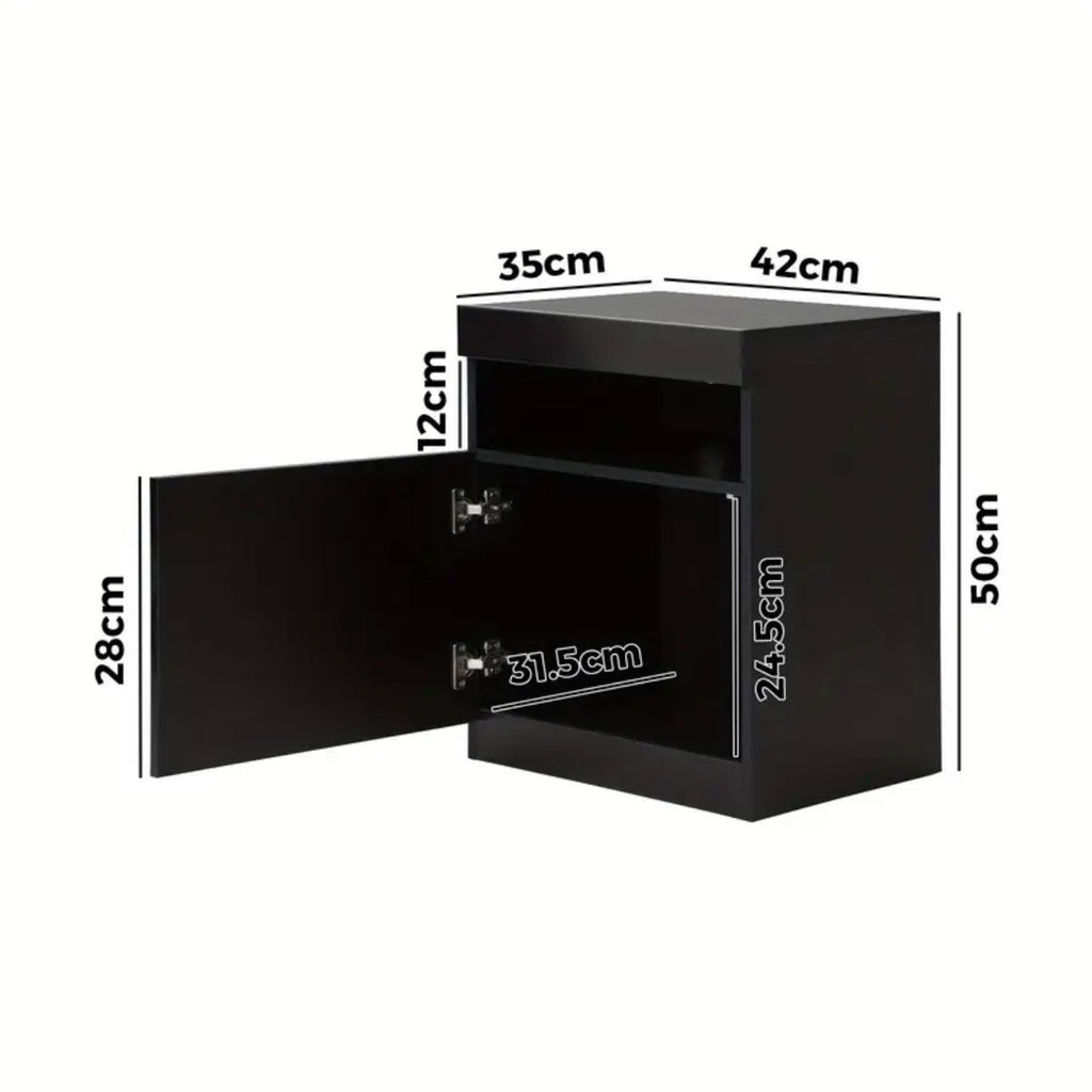 Modern LED nightstand with access lighting powered bedside table